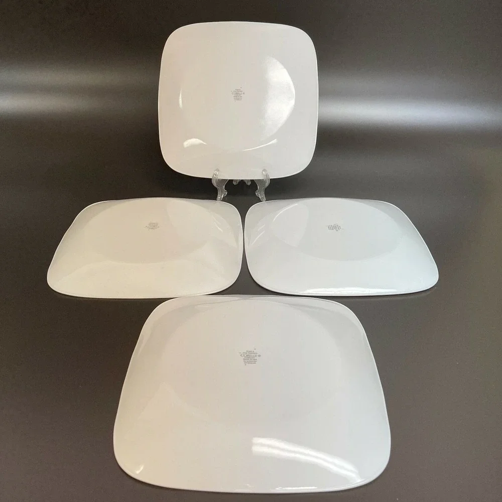 Corelle‎ Vitrelle White Square Dinner Plates 10 1/2